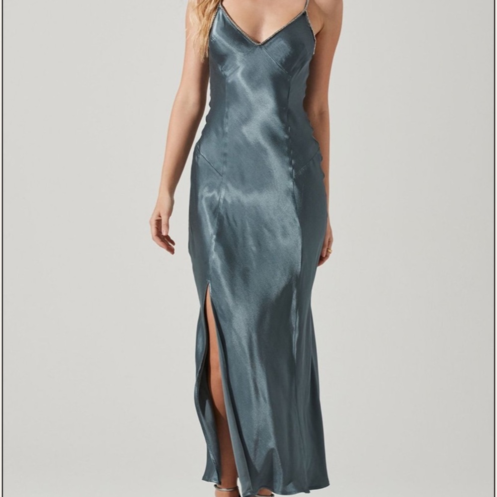 ASTR The Label Satin Dress with Chain Detail
